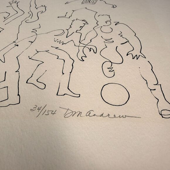 Basketball Line Art Lithograph by Tom Andrew Numbered Unframed Picasso Inspired - Picture 3 of 8